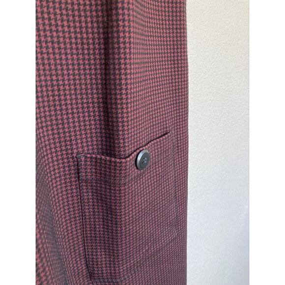 NWOT LOFT Houndtooth Mini Dress size 14 red and black ruffle neck holiday - Picture 4 of 7